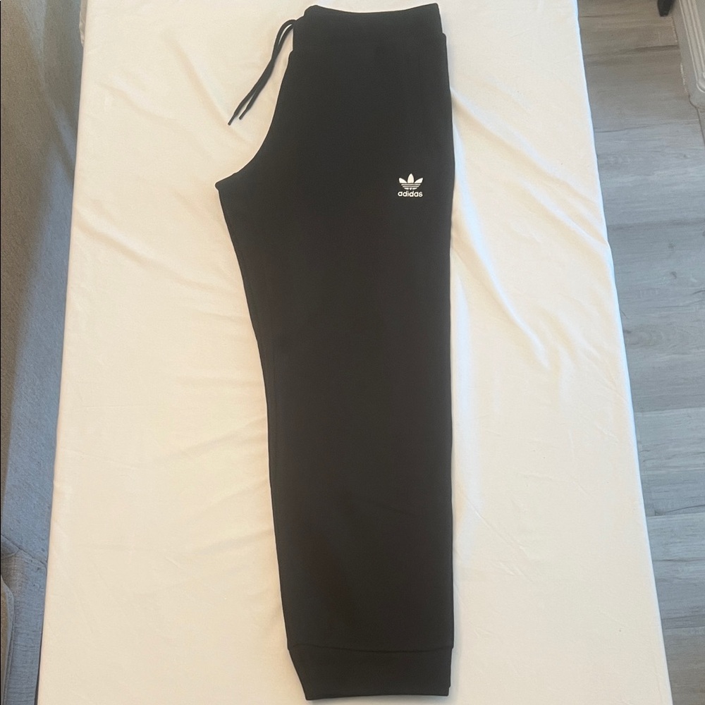 Adidas Mens Black Sweatpants with White Logo